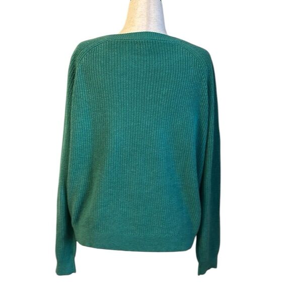 J. Crew Women’s Button Raglan Cotton Blend Crewneck Sweater Kelly Green Size XL - Picture 3 of 12